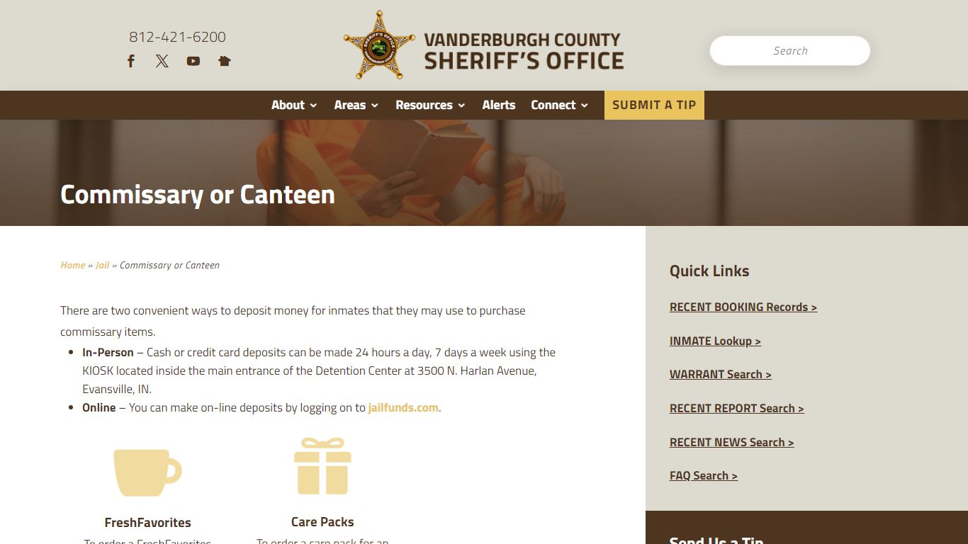 Commissary or Canteen - Vanderburgh County Sheriff's Office